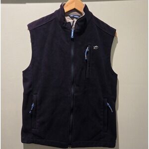 Southern Tide Sport Orleans Fleece Full Zip Vest‎ Mens Small Navy Blue